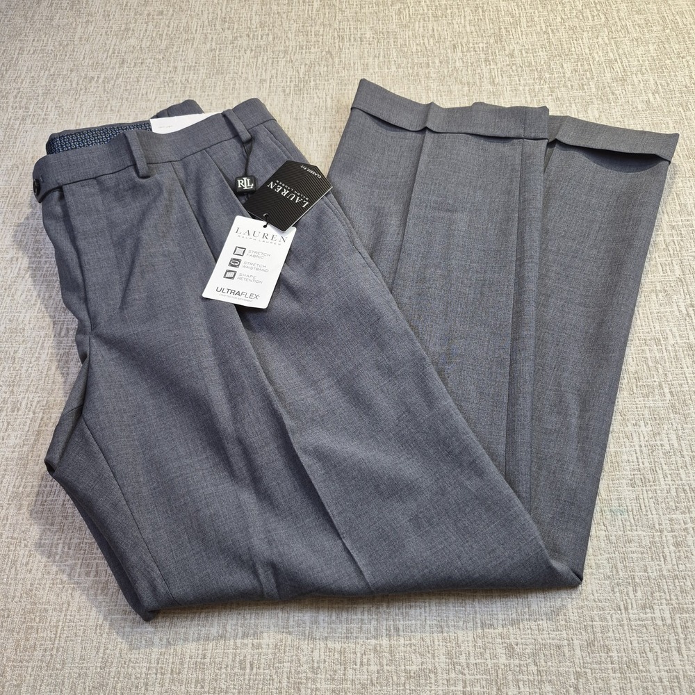Lauren Ralph Lauren UltraFlex Norton Men's Grey Sharkskin Dress 35x30 NWT